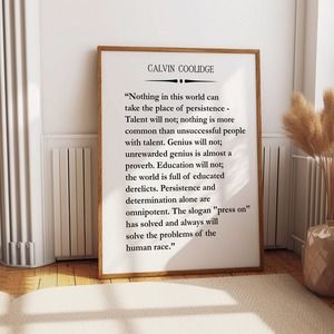 Press On Quote By Calvin Coolidge Graduation Gift Motivating Gift